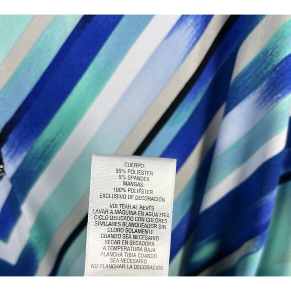 JM Collection Women's 3X Blue Tunic Blouse Chiffon Beaded V Neck Evening Out - Picture 9 of 9